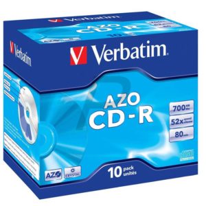33510 - CD-R Disk 700MB - 10CD - 52x VERBATIM JewelCase AZO Crystal