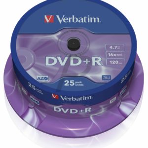 33520 - DVD+R 4.7GB -  25DVD - VERBATIM 16X Spindel Matt Silver