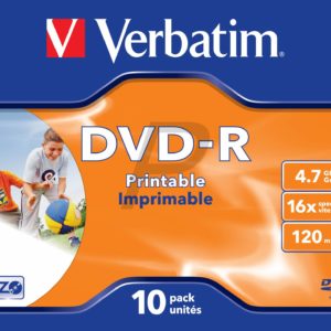 33526 - DVD-R 4.7GB - 10DVD - VERBATIM 16x JewelCase Wide Inkjet Printable ID Brand