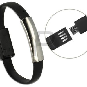 H02B17 - Câble USB 2 A-Micro-B 0.22m - m/m DELOCK Bracelet noir [82910]