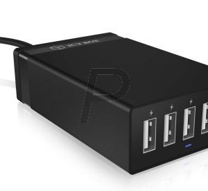 H25G10 - ICY BOX 5port USB Fast Charging Device Charge up to 5 devices fast EU Schuko powerplug,Compatible with all phones/tablets [IB-CH501]