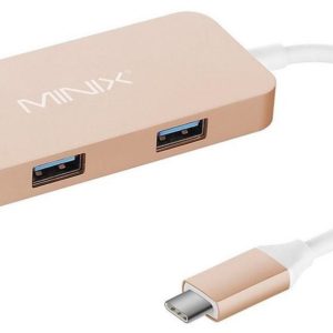 I04A21 - MINIX Mini Neo-C USB-C Multiport Adapter Gold HDMI 4K support, 2 USB 3.0, USB Type-C (charging) / Metal case / iOS & Windows [NEO-C-MGO]