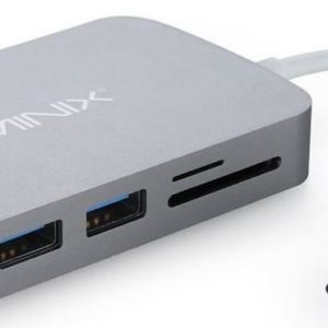 I04A26 - MINIX Neo-C USB-C Multiport Adapter Grey HDMI 4K support, Gbe, 2 USB 3.0, microSD/TF, SD Card reader, USB Type-C (charging) / Metal case / iOS & Windows [NEO-C-HGR-GEN2]