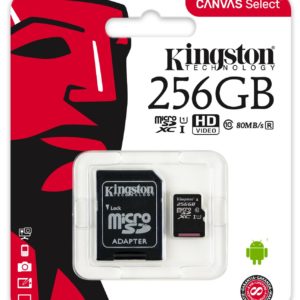 J06B07 - MicroSDXC Memory Card 256000MB (256GB ) KINGSTON Canvas Select 80R Class 10 [SDCS/256GB] avec Adapter