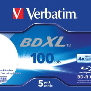 J15F54 - BD-R Blu-Ray 100GB -  5 pièces - VERBATIM Speed 4x Wide Inkjet Printable [43789]