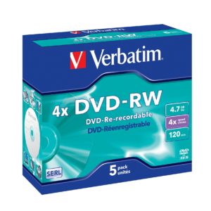 J15F58 - DVD-RW 4.7GB - 5DVD - VERBATIM Matt Silver 4x  [Jewel Case]