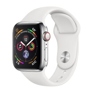 J18X06 - APPLE Watch Series 4 GPS+Cellular 40mm Stainless Steel Case with White Sport Band [MTVJ2FD/A]