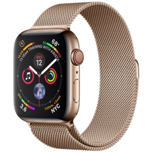 J18X17 - APPLE Watch Series 4 GPS+Cellular, 44mm Gold Stainless Steel Case with Gold Milanese Loop [MTX52FD/A]
