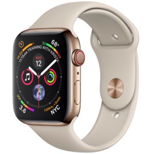 J18X18 - APPLE Watch Series 4 GPS+Cellular 44mm Gold Stainless Steel Case with Stone Sport Band [MTX42FD/A]
