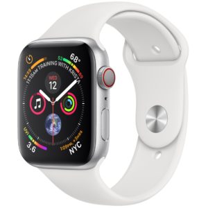 J18X22 - APPLE Watch Series 4 GPS+Cellular 44mm Silver Aluminium Case with White Sport Band [MTVR2FD/A]