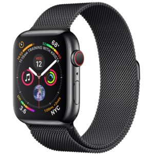 J18X29 - APPLE Watch Series 4 GPS+Cellular, 44mm Space Black Stainless Steel Case with Space Black Milanese Loop [MTX32FD/A]