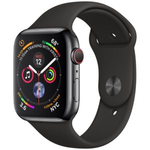J18X30 - APPLE Watch Series 4 GPS+Cellular 44mm Space Black Stainless Steel Case with Black Sport Band [MTX22FD/A]