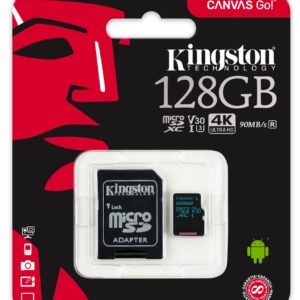 J27B06 - MicroSDXC Memory Card 128000MB (128GB ) KINGSTON Canvas Go! UHS-I U3 [SDCG2/128GB] avec Adapter